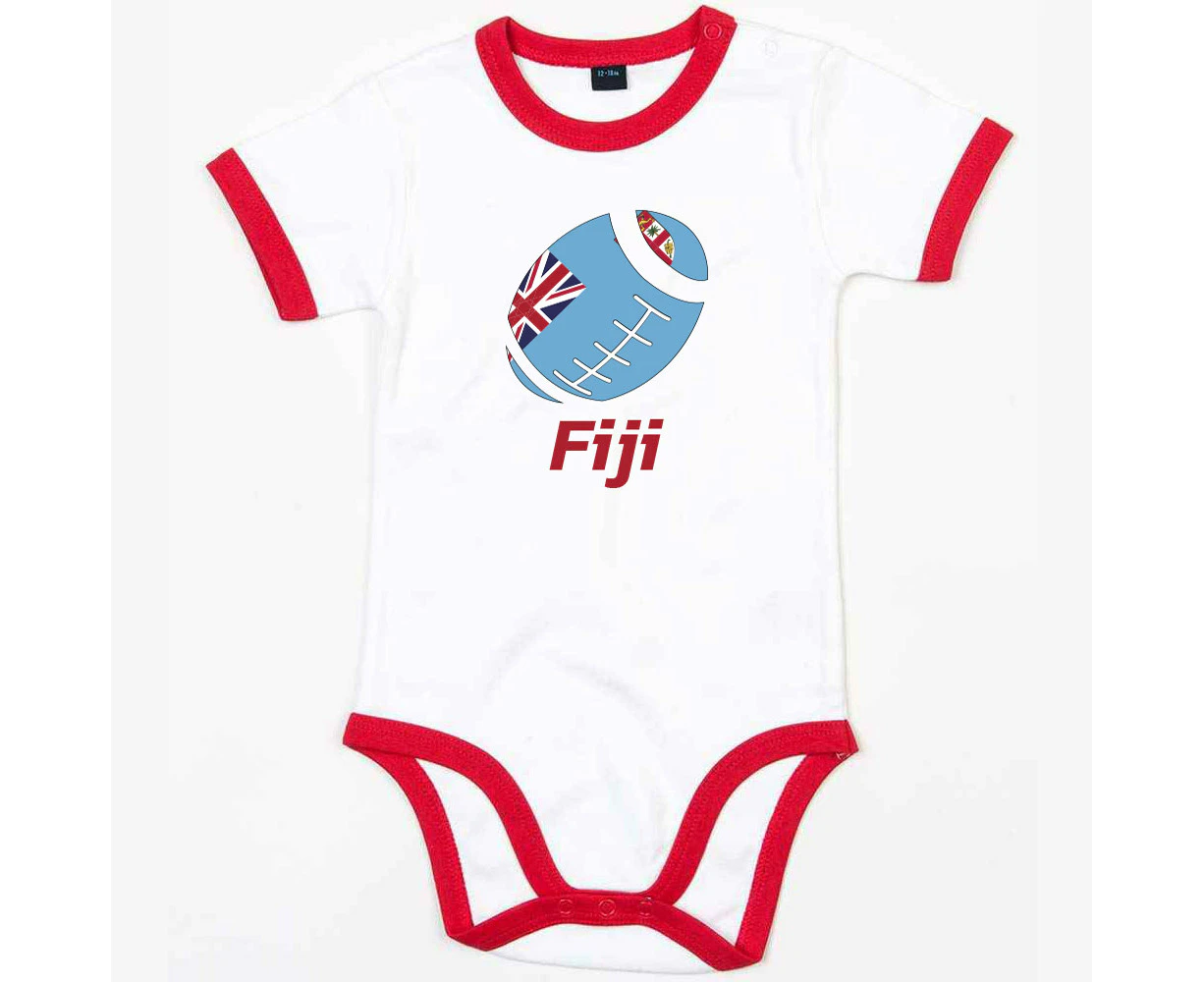 Fiji Rugby Ringer Bodysuit - White/Red (Baby)