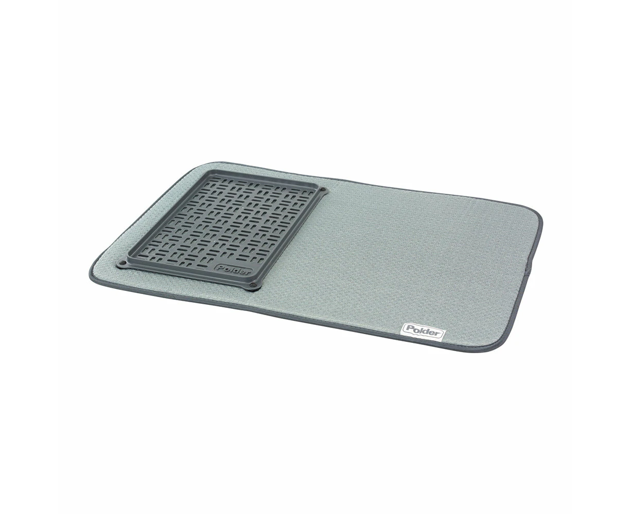 Polder Microfibre Mat with Glass Tray 56x38cm