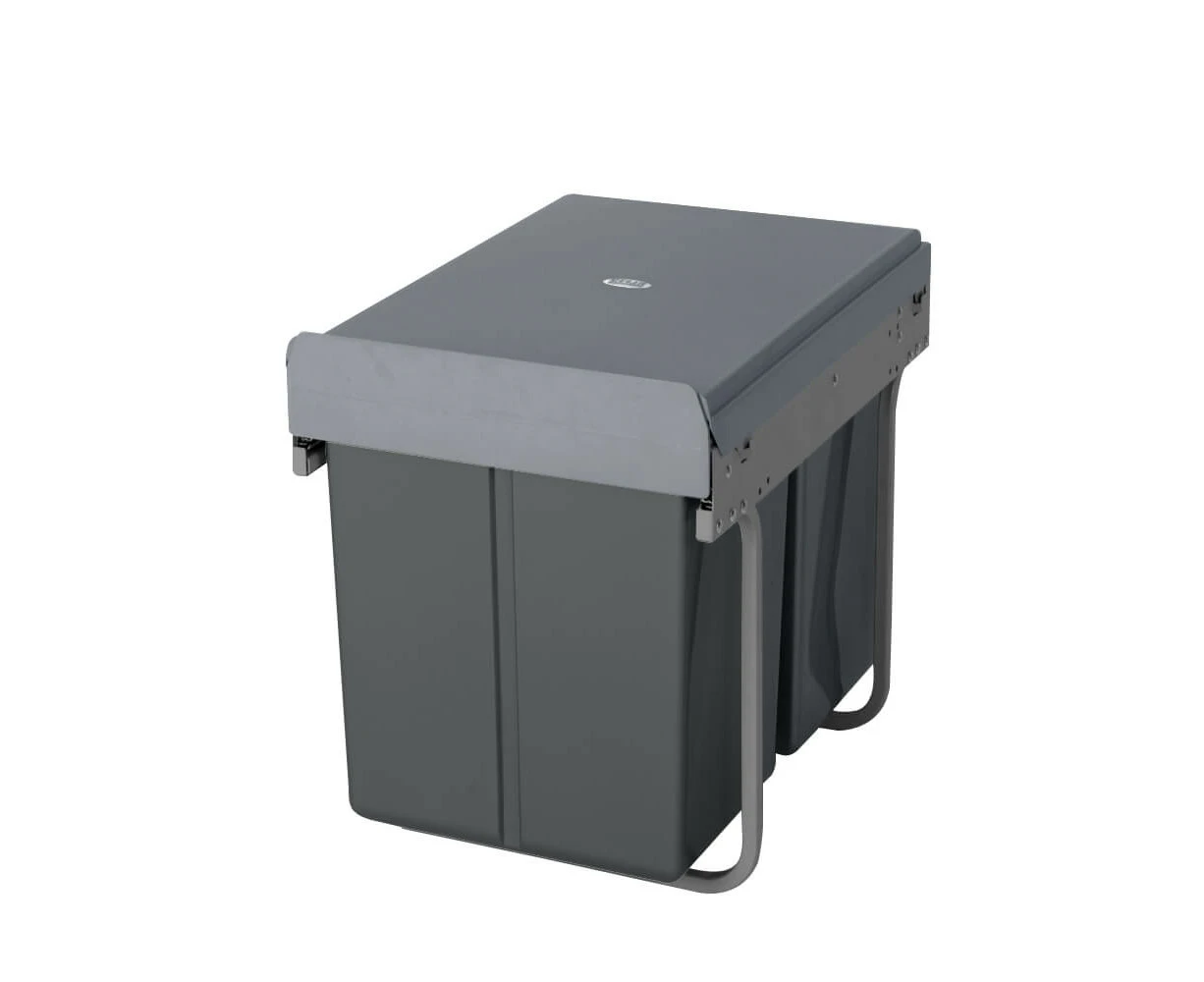 Elite Domestique 40L Twin Slide Out Concealed Waste Bin with Soft Close - for a 400mm Cabinet - Bottom Mounted