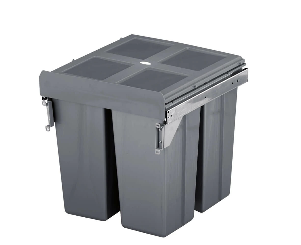 Elite Valet 90L Twin Slide Out Concealed Waste Bin with Soft Close - for a 600mm Cabinet - Side Mounted - Includes Integrated Door Bracket