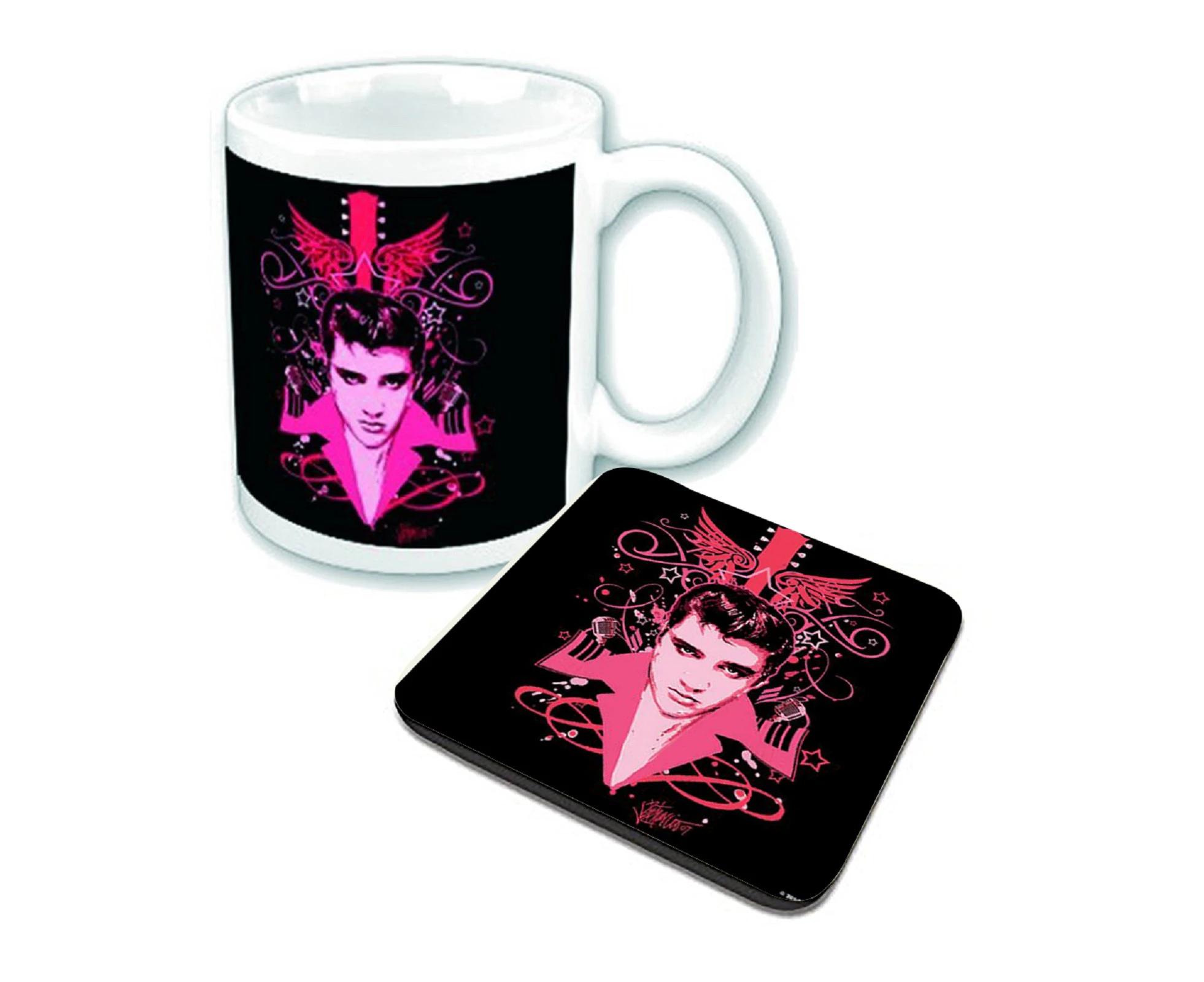 Elvis Presley Mug And Coaster Lets Face It  Official Gift Set