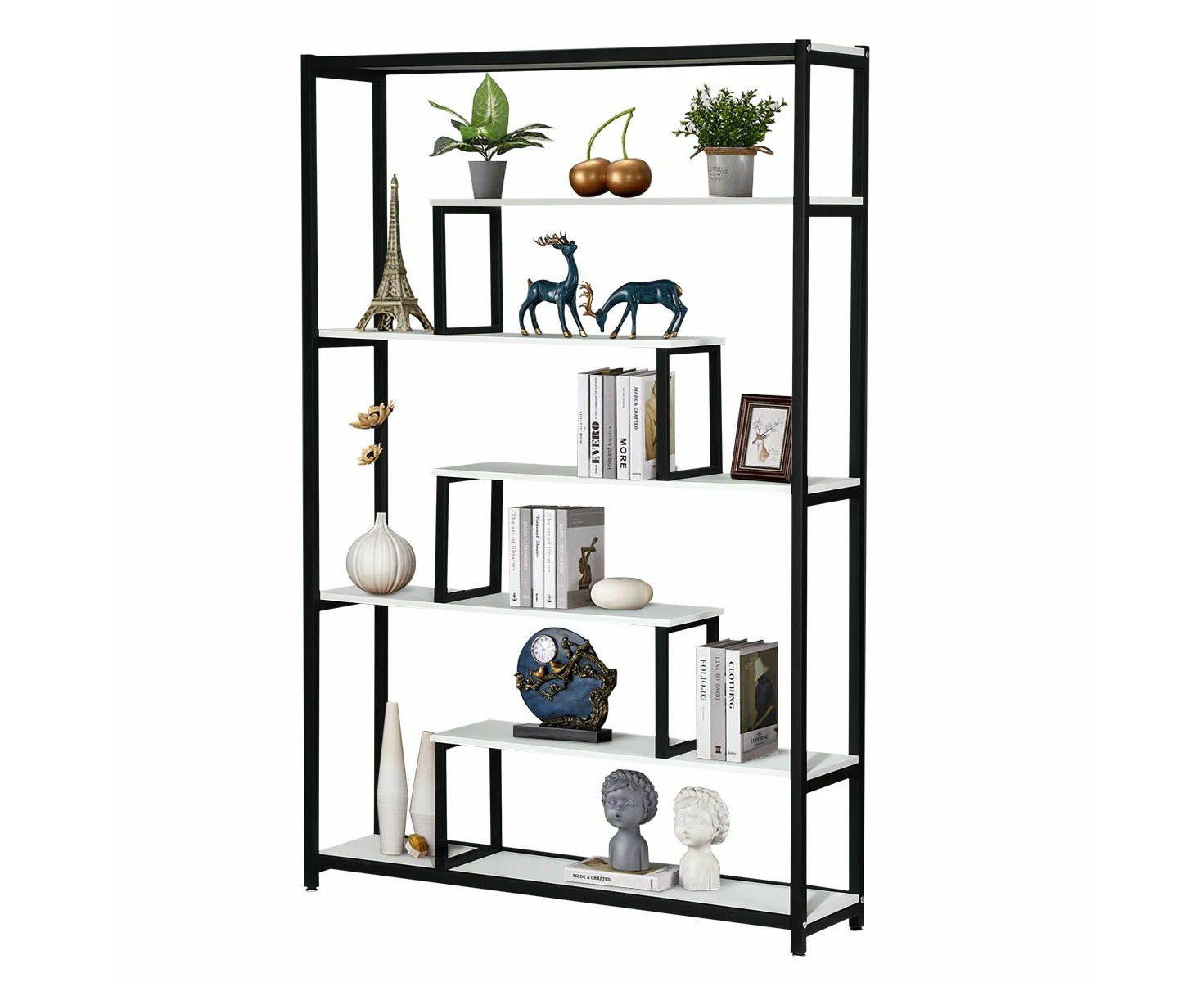 Multi-Level Vintage Bookshelves Bookcase Storage Rack Display Shelf for Home and Office