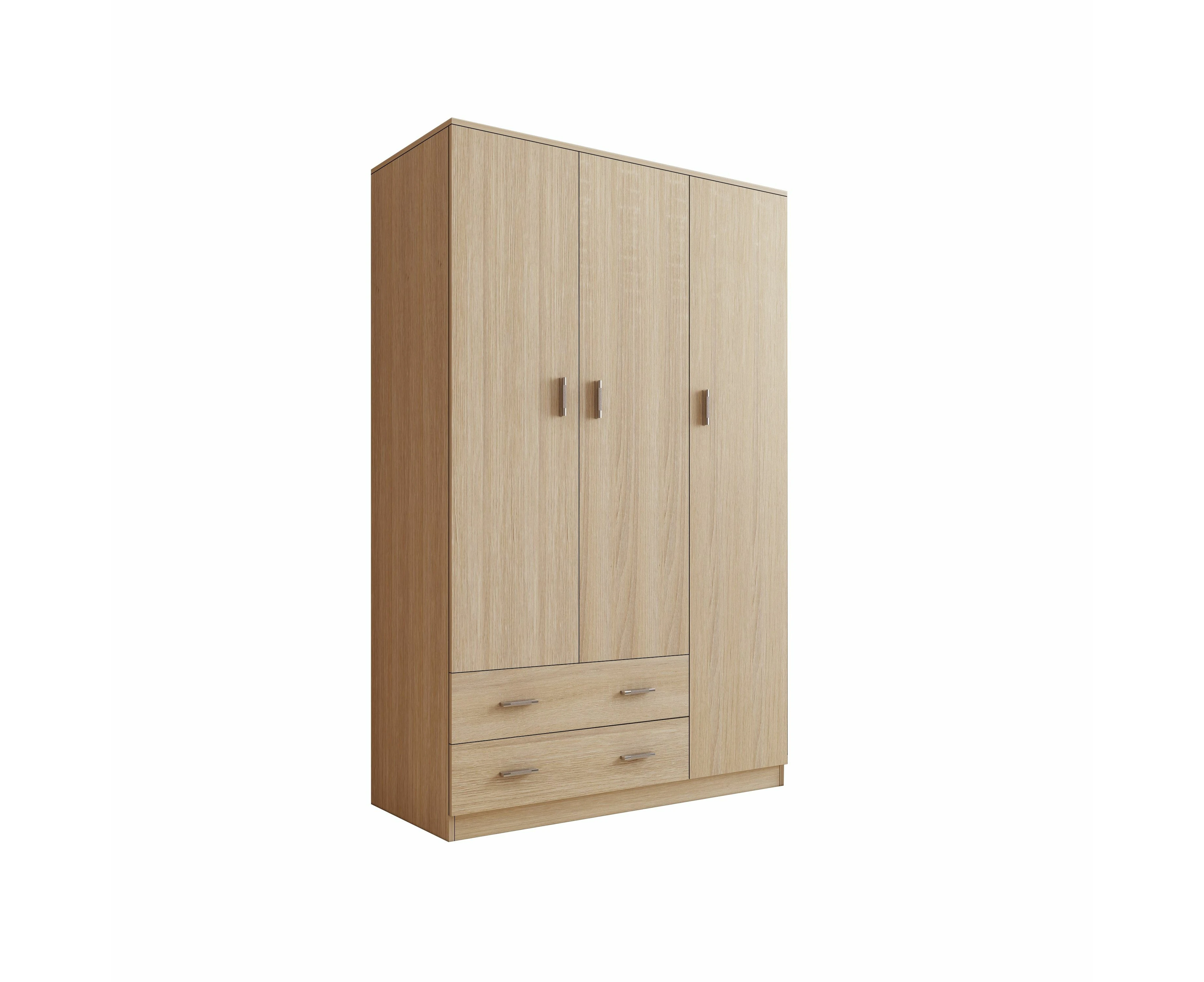 Oak Wardrobe Cabinet Wood Bedroom Clothes Storage Organiser Cupboard 3 Doors 2 Drawers