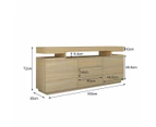 3 Drawer Sideboard TV Stand Cabinet Entertainment Unit Buffet Table Oak 160x35x72cm