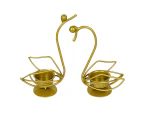 Set of 2 Metal Candle Holder Iron Candle Holder Bird Pattern Candlestick - Gold