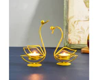 Set of 2 Metal Candle Holder Iron Candle Holder Bird Pattern Candlestick - Gold