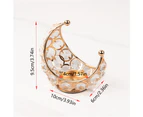 Delicate Moon Shape Candelabra Sparkling Crystal Embellished Candle Holder - Silver