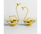 Set of 2 Metal Candle Holder Iron Candle Holder Bird Pattern Candlestick - Gold