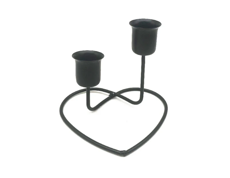 Candle Stick Rusts resist Iron Candle Holder Candlestick Heart Shaped - Black