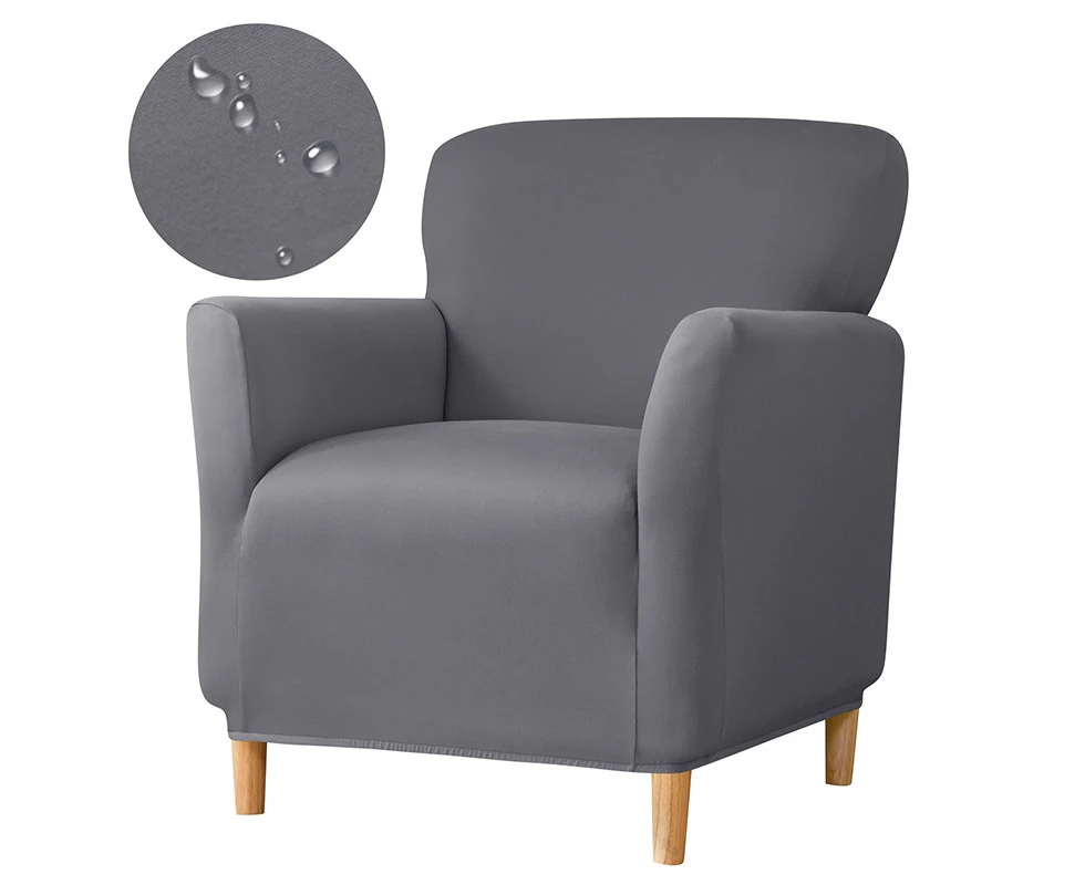 Plain Solid Color Small Single Sofa Cover Elastic Armchair Cover for Living Room Home Decor Chair Protector No 100% Waterproof-gray