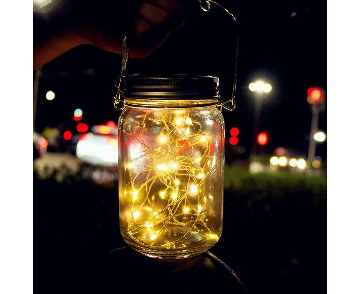 Solar LED Mason Jar Decorative Fairy Light - White