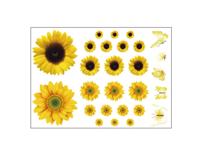 Waterproof 3D for Butterfly Wallpaper Sunflower Wall Sticker Removable Flower De