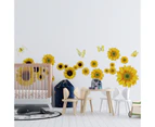 Waterproof 3D for Butterfly Wallpaper Sunflower Wall Sticker Removable Flower De