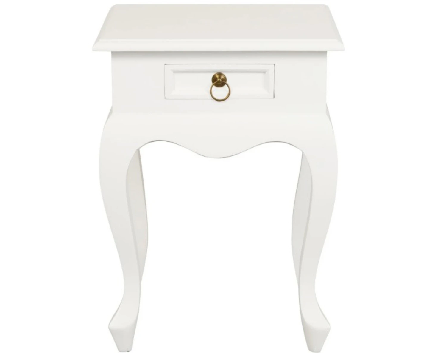 QUEEN ANN SOLID MAHOGANY TIMBER SINGLE DRAWER LAMP TABLE - WHITE