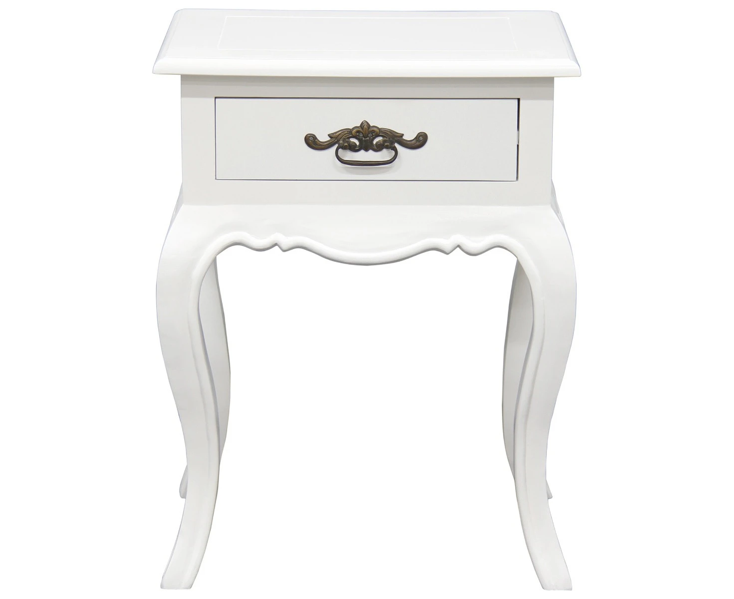 BIGOLA 1 DRAWER LAMP TABLE IN SOLID MAHOGANY- WHITE