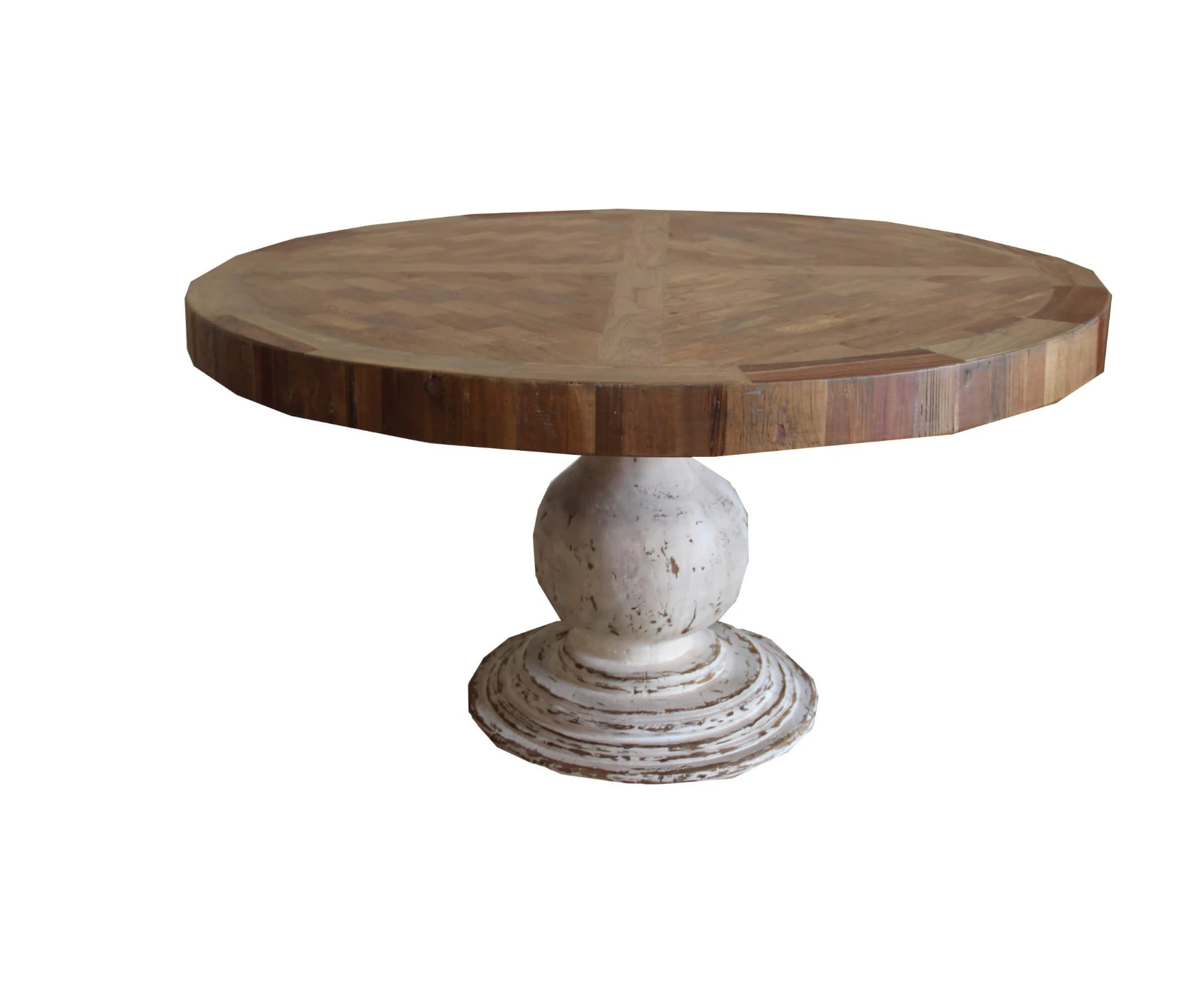 ZEKE VINTAGE STYLE ROUND DINING TABLE IN RECLAIMED ELM 150CM DIAMETER