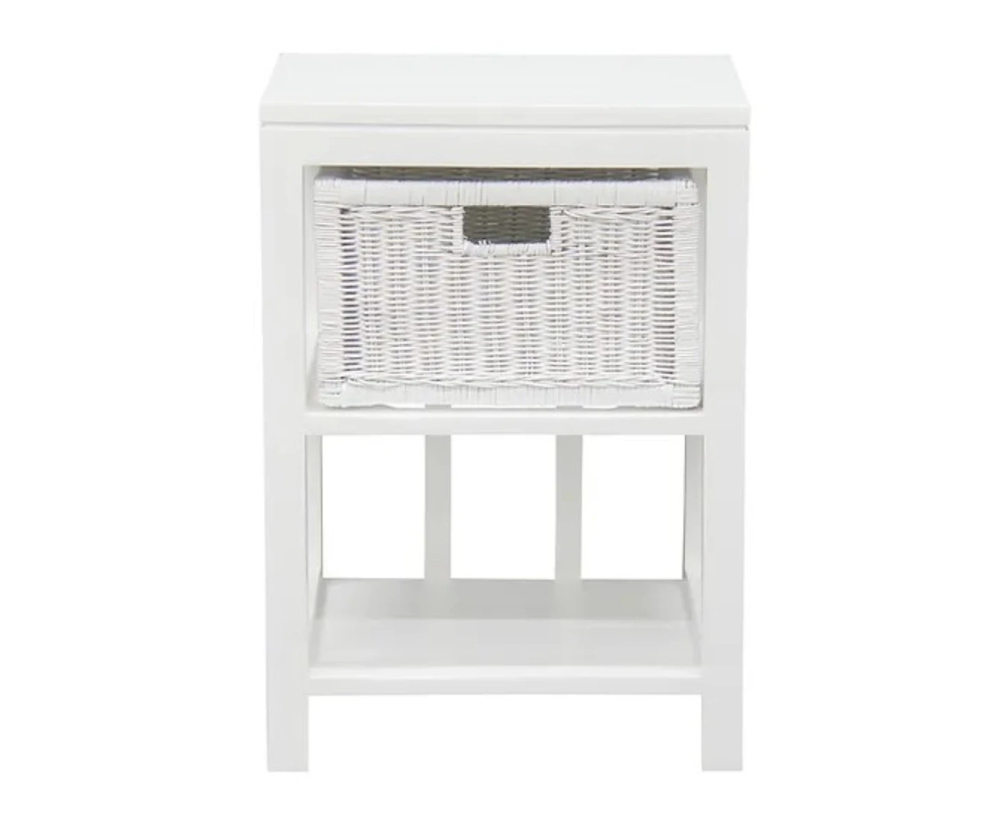 MAGENTO SINGLE DRAWER RATTAN LAMP TABLE IN SOLID MAHOGANY - WHITE