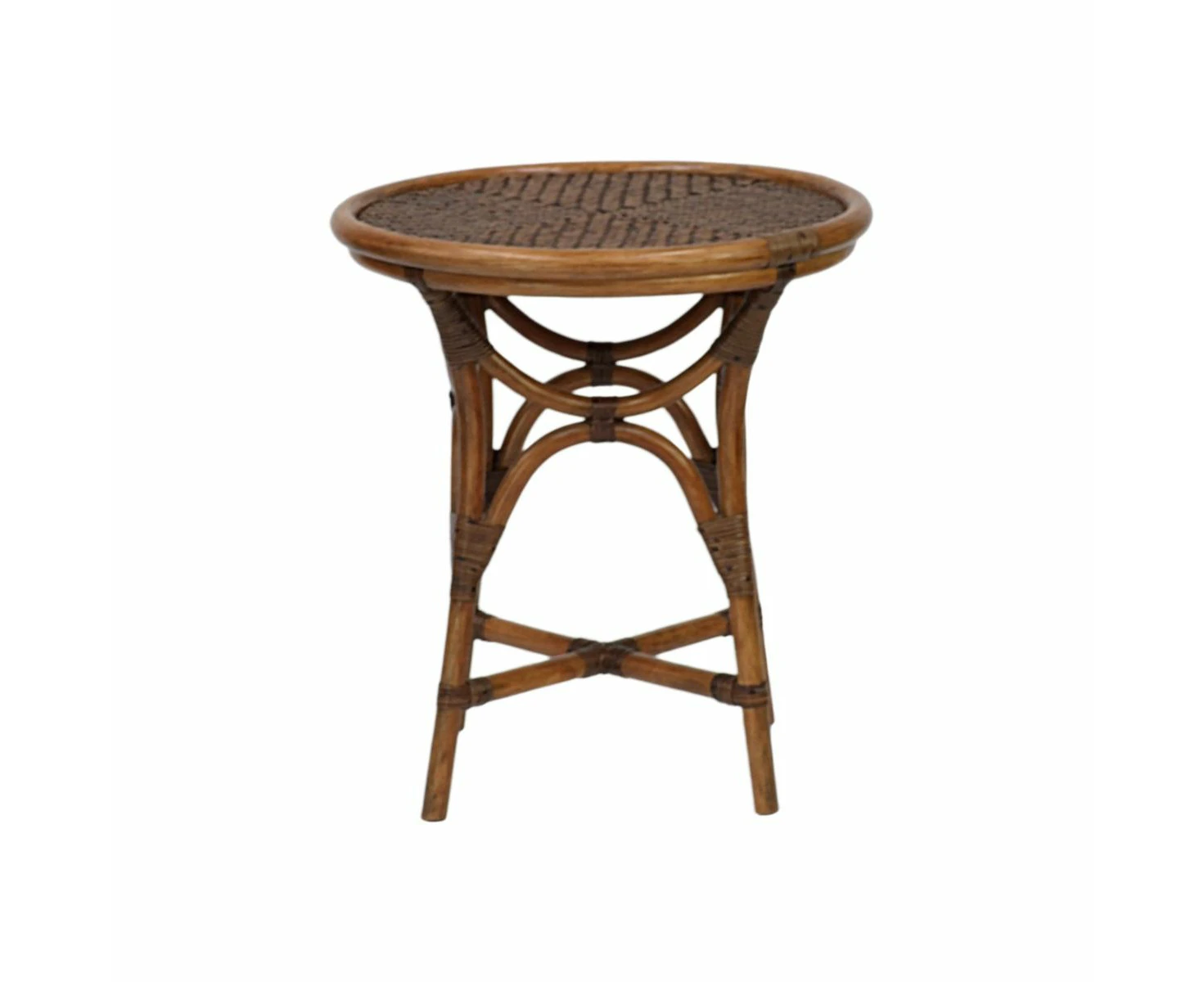 MARIO WHITE RATTAN SIDE TABLE - TOBBACO