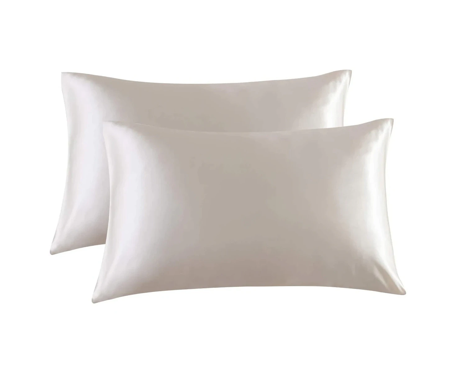 Satin Silk Pillowcases for Skin and Hair, Set of 2 Satin Pillow Cases with Envelope Closure, Soft Breathable Smooth Cooling Silk Pillow Covers, White