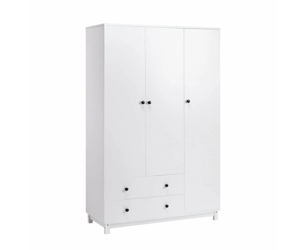 Design Square Vernon Wooden Wardrobe Clothes Rack Storage Cabinet W/ 3-Doors 2-Drawers White