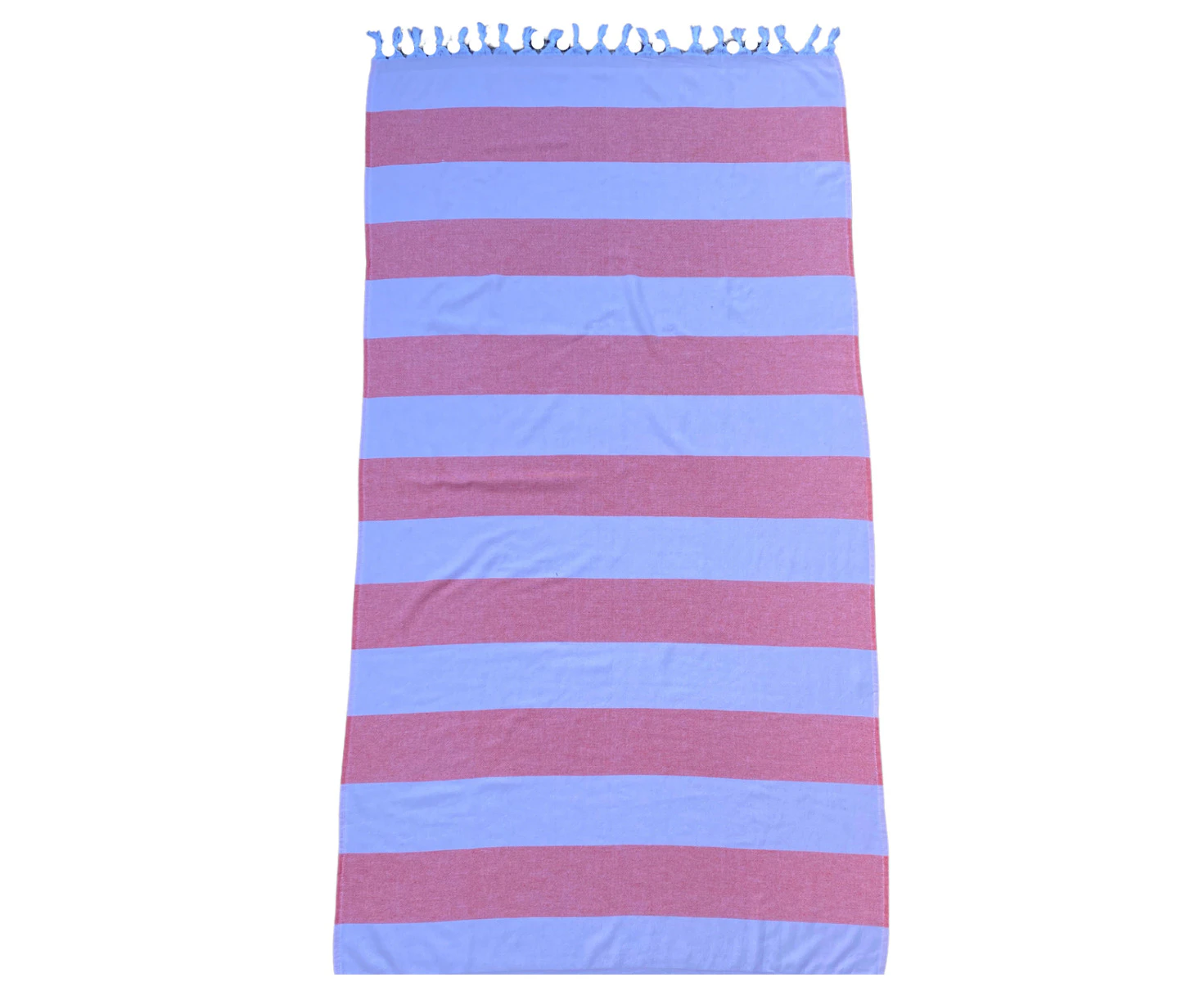 Turkish Towel with Terry Backing - Peach and white