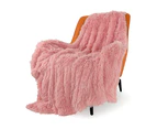 Soft Shaggy Faux Fur Blanket Decorative Throw Blanket for Couch Chair Sofa-Pink