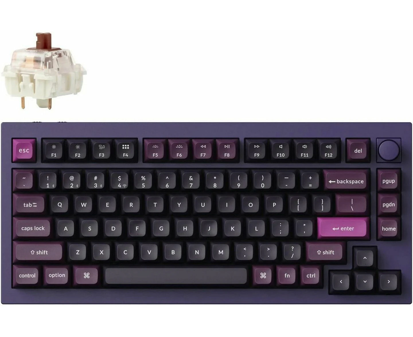 Keychron Q1 Max RGB Purple Wireless Mechanical Keyboard - Brown Switch [KBKCQ1MV3]