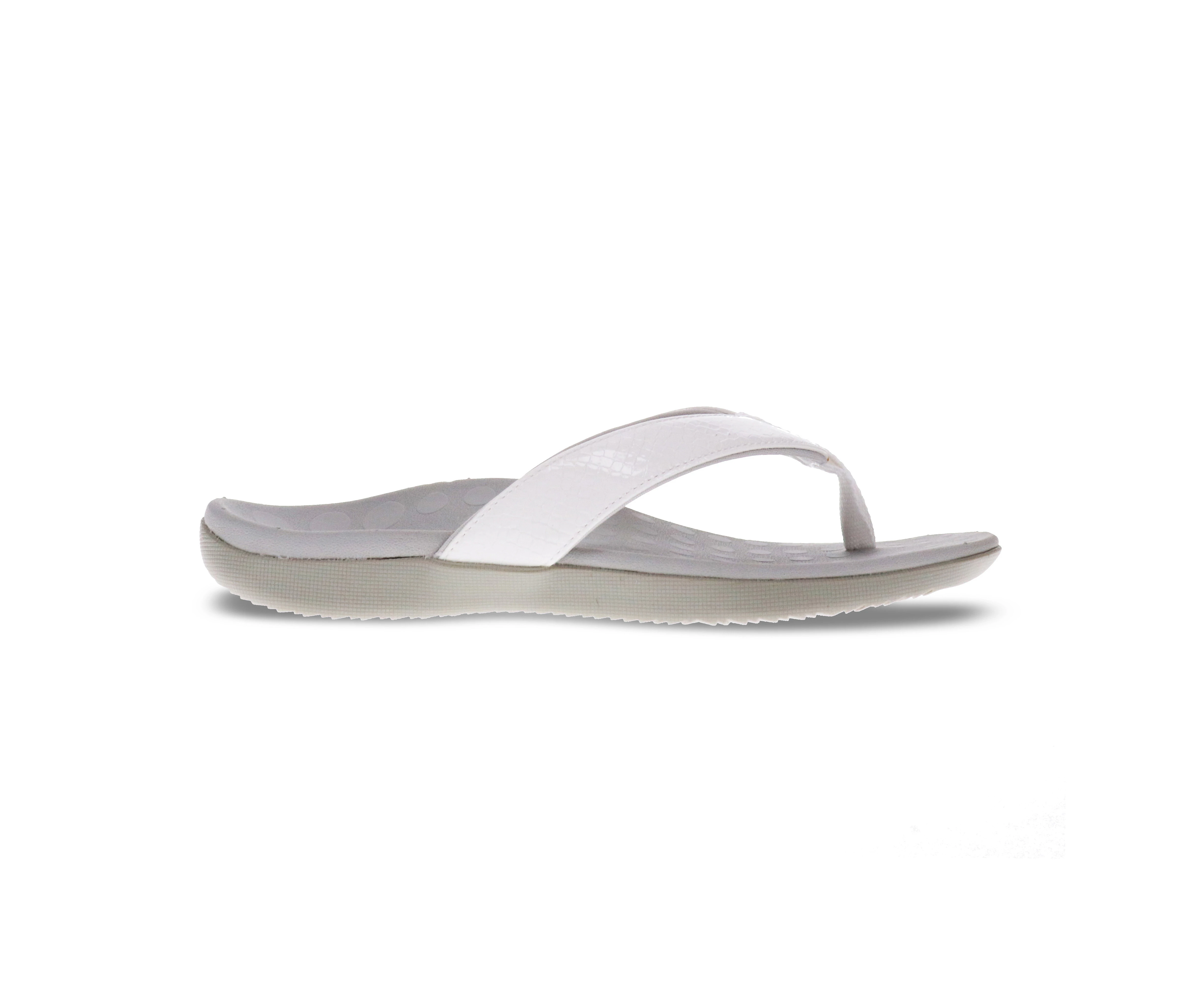 Scholl Women's Sonoma Reptile Toe Post Sandal - White Reptile