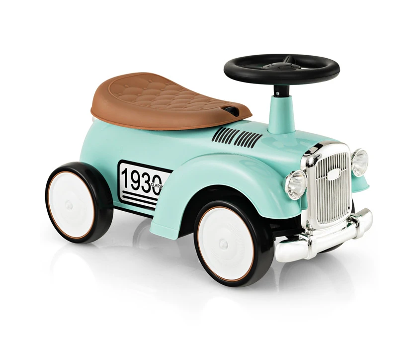 Costway Foot to Floor Riding Car Retro Ride On Toy Walker Vehicle w/Storage & EVA Wheels Birthday Gift Green