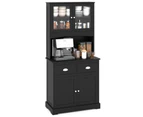 Costway Storage Cabinet Kitchen Cupboard Buffet Sideboard w/Countertop Home Office Kitchen, Black