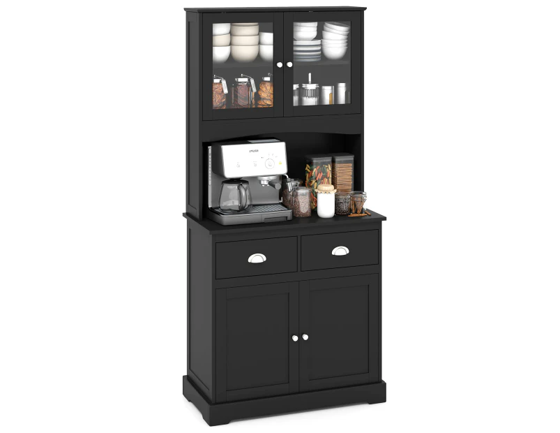 Costway Storage Cabinet Kitchen Cupboard Buffet Sideboard w/Countertop Home Office Kitchen, Black