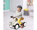 Costway  Foot to Floor Riding Car Retro  Ride On Toy  Walker Vehicle w/Storage & EVA Wheels White