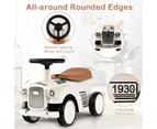 Costway  Foot to Floor Riding Car Retro  Ride On Toy  Walker Vehicle w/Storage & EVA Wheels White