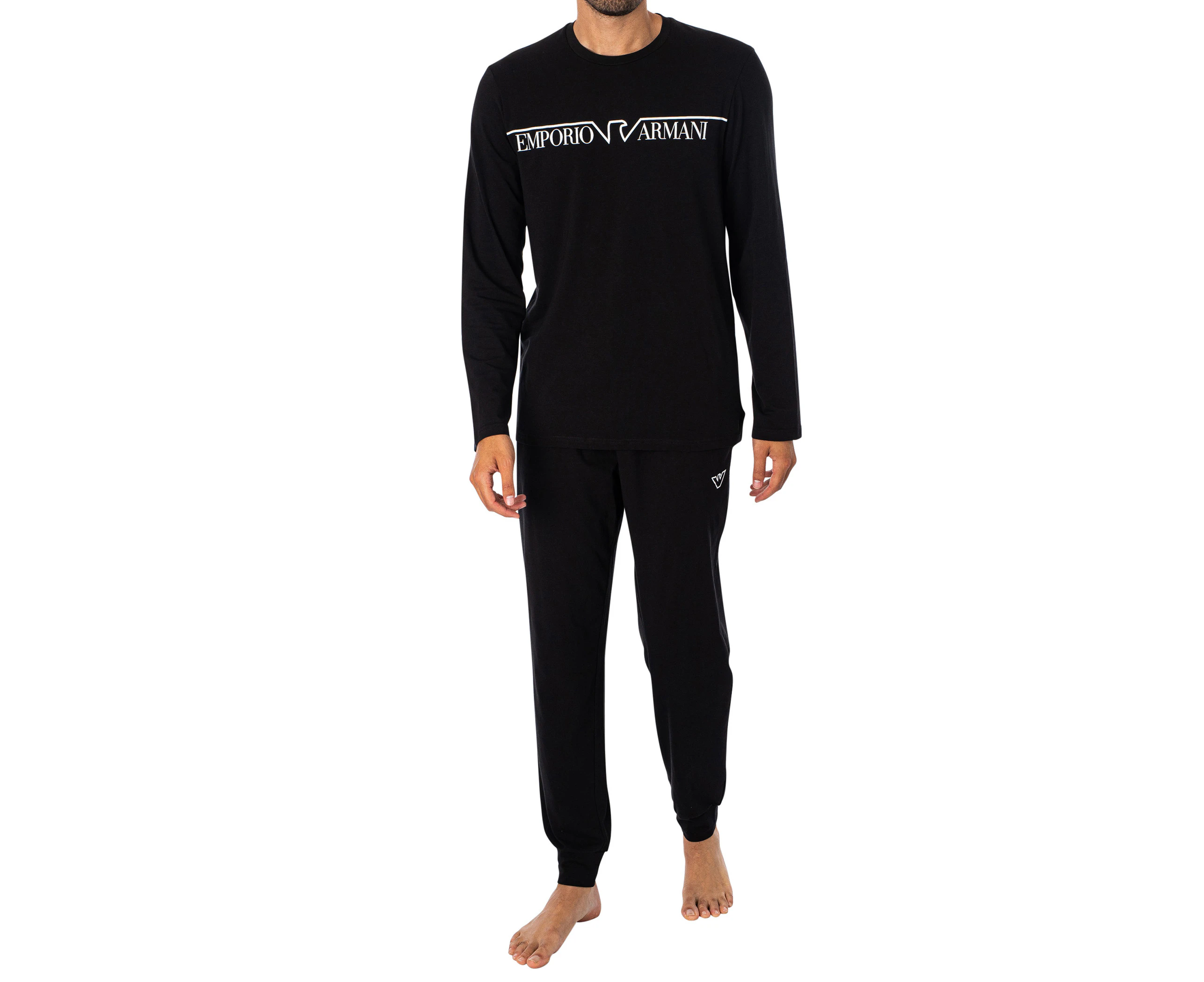 Emporio Armani Men's Longsleeved Graphic Pyjama Set - Black