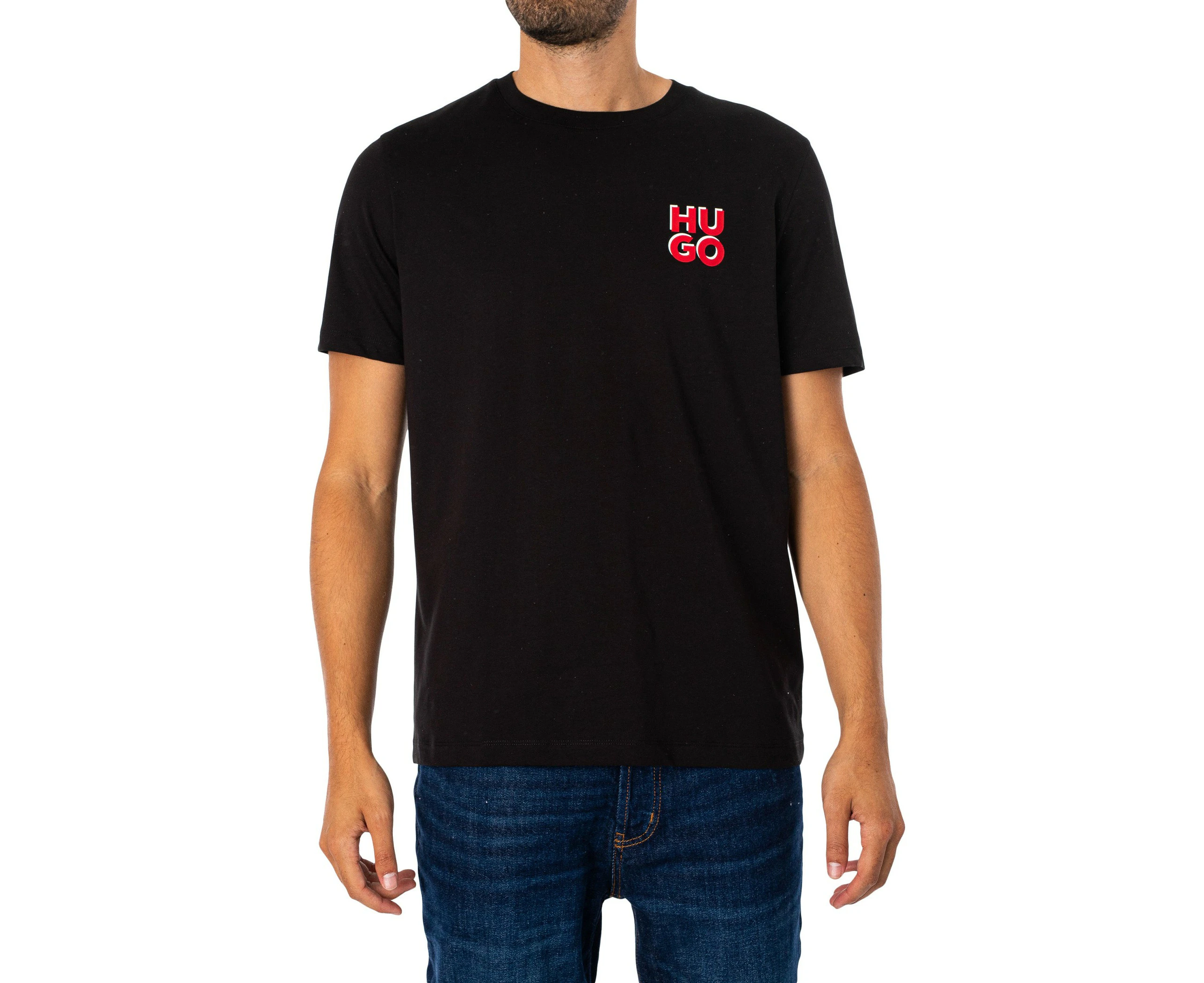 HUGO Men's Dimoniti Chest Logo T-Shirt - Black