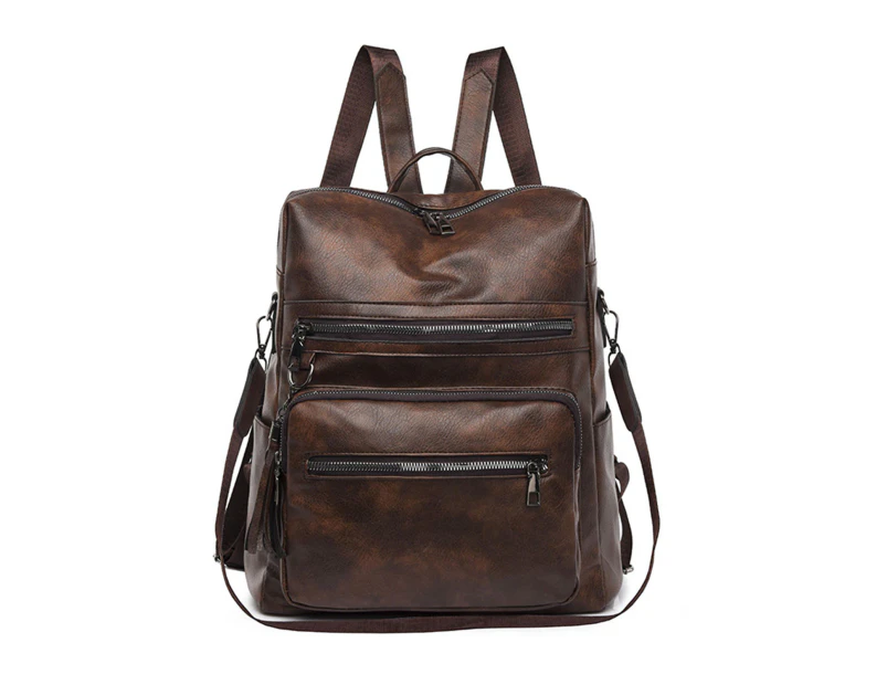 Backpack Purse for Women Fashion PU Leather School Bag Travel Large Daypack Ladies Shoulder Bags Teenager Student Anti-theft Rucksack - Brown