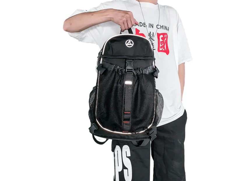 Football Soccer Bag School Basketball Backpack Large Capacity PE Bag for Teen - Black