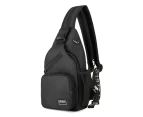 Unisex Small Sling Backpack Multipurpose Waterproof Crossbody Shoulder Chest Bag Travel Hiking Large Capacity Daypack - Black