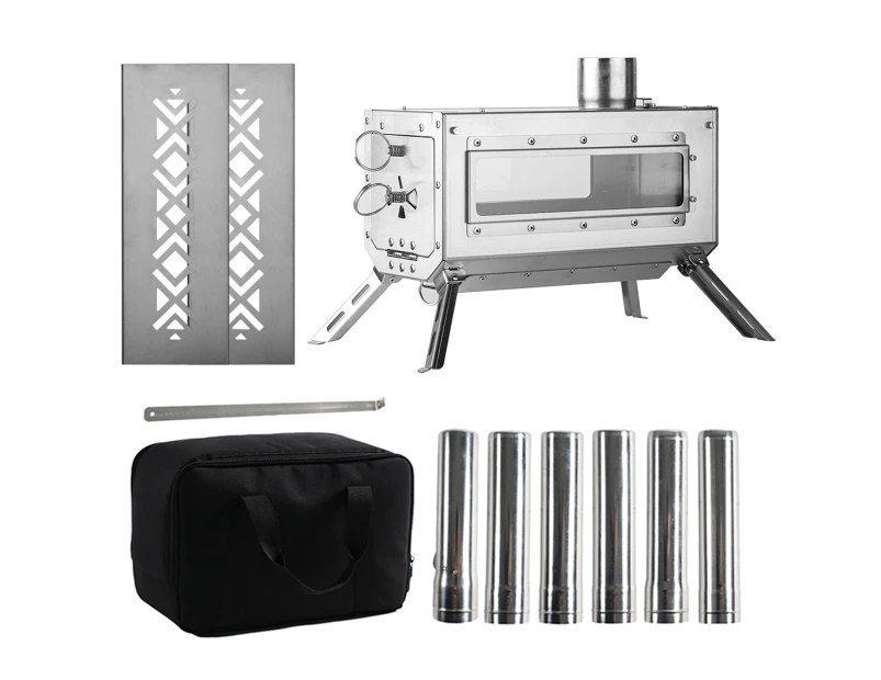 Stainless Steel Folding Tent Stove Portable Outdoor Wood Burning Stove with Chimney Pipe