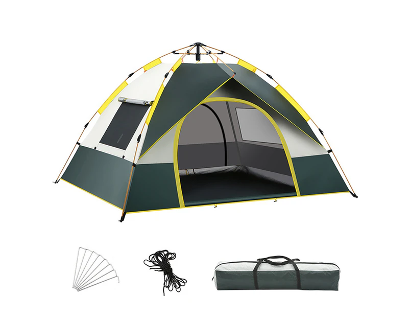 3-4 Person Camping Dome Tent Quick Setup Outdoor Tent Windproof & Rainproof Ultraviolet Protecting Shelter with 2 Door & 2 Window for Outdoor Camping Hikin