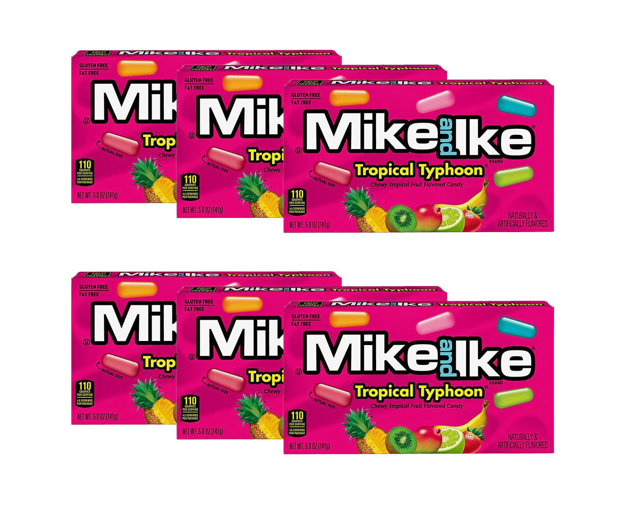 6x Mike & Ike Tropical Typhoon Confectionery Candy Lollies Sweets Box 120g