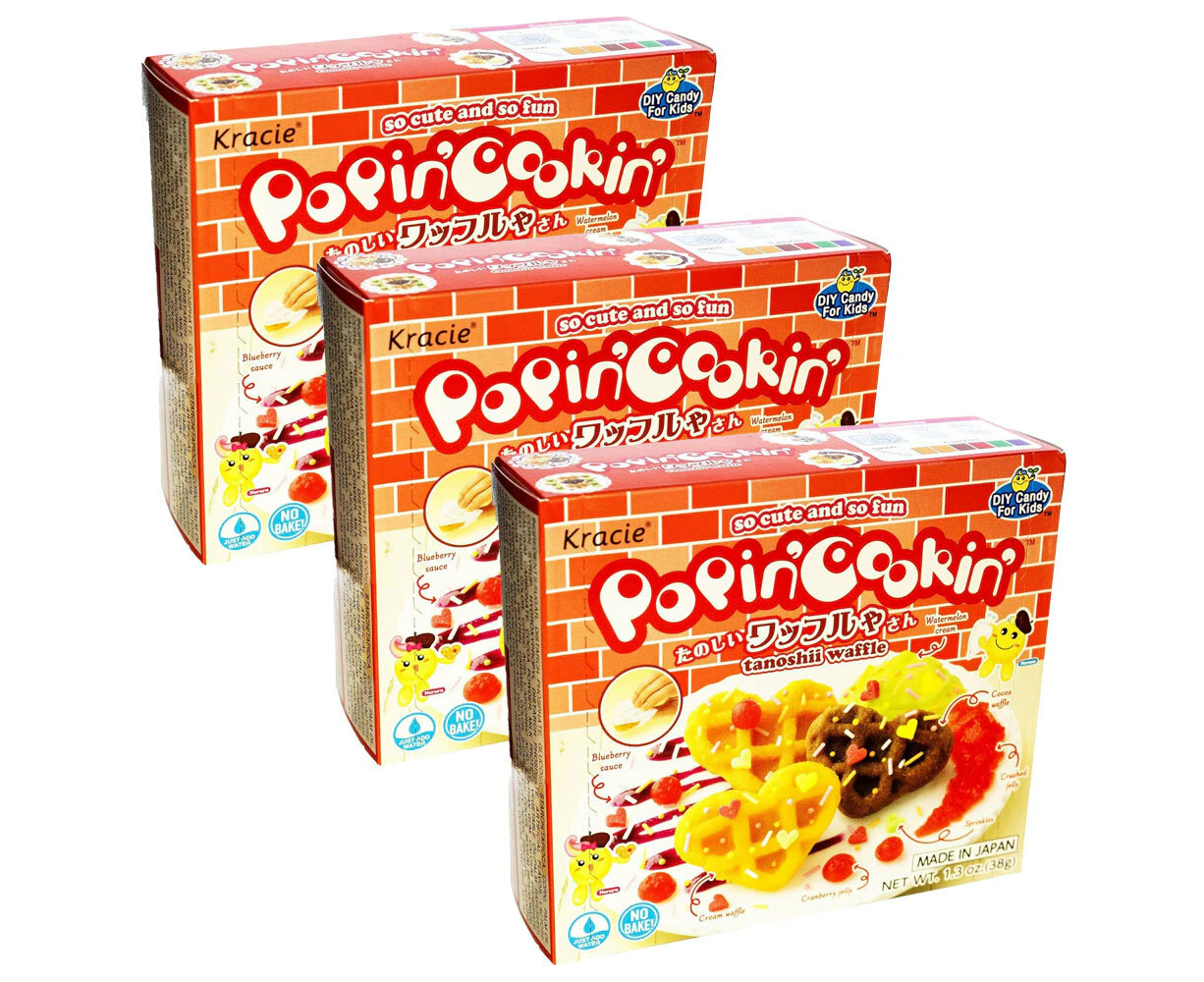 3x Kracie Popin' Cookin' DIY Waffle Japanese Candy Confectionery Sweets Kit