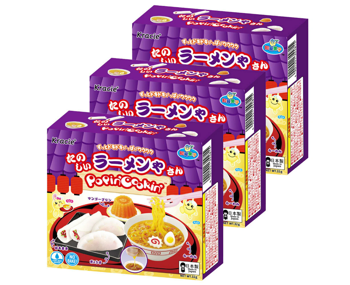 3x Kracie Popin' Cookin' DIY Ramen Japanese Candy Confectionery Sweets Kit