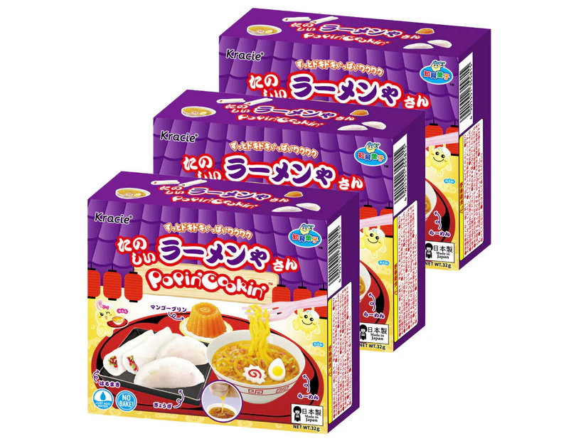 3x Kracie Popin' Cookin' DIY Ramen Japanese Candy Confectionery Sweets Kit