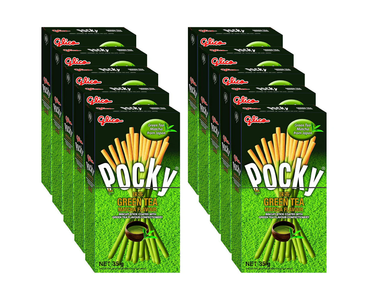 10x Pocky Matcha Green Tea Flavour Dipped Sticks Japanese Biscuit Snack 35G