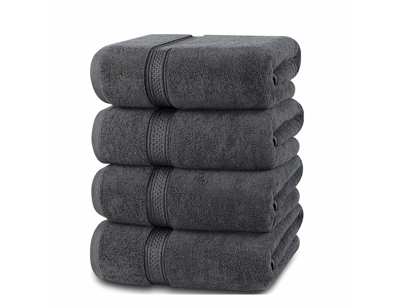 Bath Towels  100% Ring-Spun Cotton Towel Set for Hotel and Spa, Maximum Softness and Highly Absorbent (69 x 137 cm, Pack of 4)) - Grey