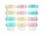 Baby Food Snack Plastic Storage Container with Lids, 12 Pack Set BPA Free Freezer & Dishwasher Safe for Kids