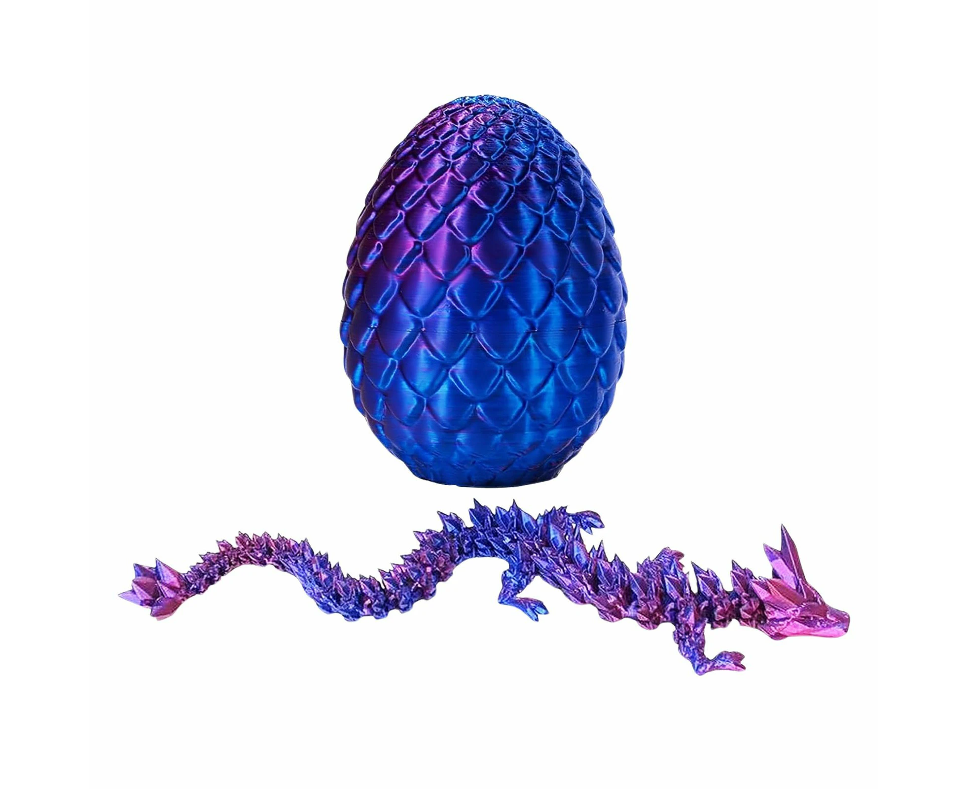 3D Printed Dragon Egg Flexible Articulated Fidget Toy Scale Desk Figurine Decor Easter Gift Mystery Crystal Laser Model