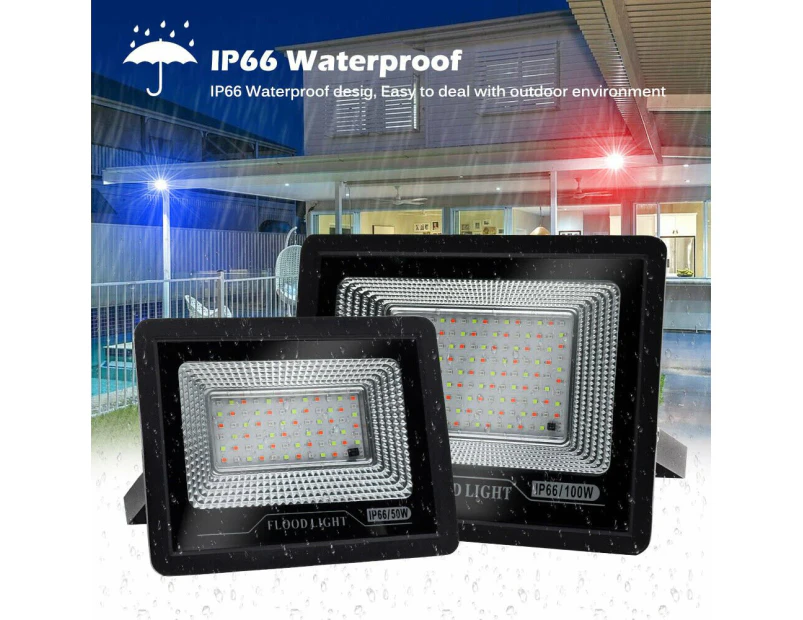 LED Flood Light 100W RGB Floodlight Color Changing Spotlight outdoor