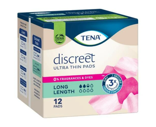 Tena Pad Discreet UltraThin Long Length 12 Pack